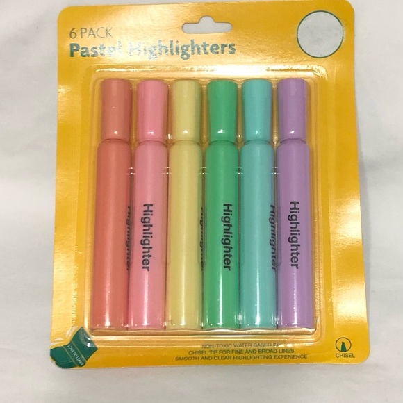 6 Pack Pastel Highlighters non toxic water based ink. - Picture 1 of 2